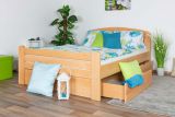 Single bed / guest bed "Easy Premium Line" K7 incl. 2 drawers and 1 cover panel, 140 x 200 cm solid beech wood natural