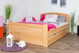 Kid bed "Easy Premium Line" K7 incl. 2 drawers and 1 covering panel, 140 x 200 cm solid beech wood nature