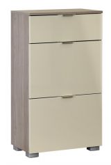 Shoe cabinet Sabadell 08, Colour: Oak / beige high gloss - 108 x 60 x 38 cm (h x w x d)