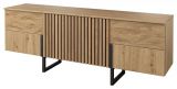 Chest of drawers Slatina 07, Colour: Oak / Black, part solid wood - Measurements: 71 x 190 x 45 cm (H x W x D)