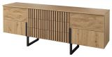 Chest of drawers Slatina 09, Colour: Oak / Black, part solid wood - Measurements: 71 x 190 x 45 cm (H x W x D)