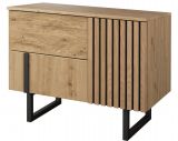 Chest of drawers Slatina 11, Colour: Oak / Black, part solid wood - Measurements: 71 x 91 x 45 cm (H x W x D)