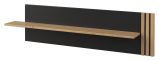 Suspended rack / Wall shelf Slatina 20, Colour: Oak / Black - Measurements: 36 x 140 x 20 cm (H x W x D)