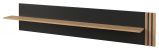 Suspended rack / Wall shelf Slatina 21, Colour: Oak / Black - Measurements: 36 x 190 x 20 cm (H x W x D)