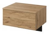 Bedside table Slatina 61, Colour: Oak / Black, part solid, door hinge left - Measurements: 42 x 56 x 45 cm (H x W x D)