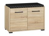 Bench with storage space / shoe cabinet Vacaville 02, Colour: Sonoma oak light - Measurements: 48 x 70 x 34 cm (H x W x D), with 2 doors and 2 compartments.