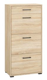 Shoe cabinet Vacaville 14, Colour: Sonoma oak light - measurements: 126 x 60 x 34 cm (H x W x D), with 3 doors, 1 drawer and 6 compartments.
