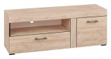 TV base cabinet Decorah 07, colour: light oak - measurements: 54 x 146 x 42 cm (H x W x D), with 1 door, 1 drawer and 3 compartments