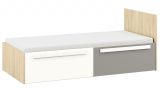 Children bed / Kid bed Greeley 17, Colour: Beech / White / Platinum Grey - Lying area: 90 x 200 cm (w x l), with 2 drawers