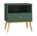 Bedside table with drawer Inari 06, Colour: Forest Green - Measurements: 54 x 50 x 34 cm (H x W x D)