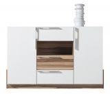 2 Door 3 Drawer Cabinet "Andenne" 04, white / walnut - W140 x H89 x D40 cm 