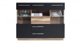 Chest of drawers "Tinlot" 05, Black / Walnut - Measurements: 108 x 135 x 40 cm (H x W x D)