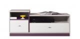 Children's room - TV base cabinet "Fabien" 09, Pine White / Purple - Measurements: 50 x 120 x 50 cm (H x W x D)