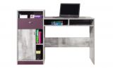Children's room - Desk "Marin" 09, Purple / White grey - Measurements: 92 x 130 x 55 cm (H x W x D)