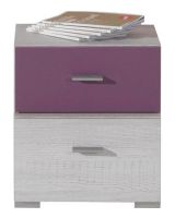 Children's room - Bedside table "Emilian" 17, Pine bleached / Purple - Measurements: 39 x 35 x 37,50 cm (H x W x D)