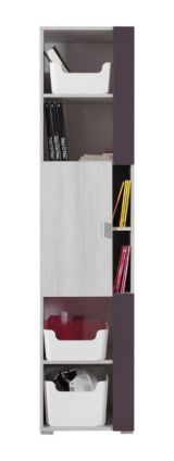 Children's room - Cupboard "Emilian" 06, Pine bleached / Dark grey - Measurements: 195 x 45 x 40 cm (H x W x D)