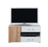 Children's room - TV base cabinet "Lian" 12, Light brown / White / Cappuccino - Measurements: 51 x 100 x 50 cm (H x W x D)