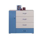 Children's room - Chest of drawers "Felipe" 08, Blue / White - Measurements: 85,50 x 90 x 40 cm (H x W x D)