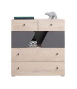 Children's room - Chest of drawers Chiny 10, Colour: Oak / Grey - Measurements: 95 x 90 x 40 cm (h x w x d)