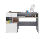 Children's room - Desk Lede 10, Colour: Grey / Oak / White - Measurements: 76 x 125 x 55 cm (H x W x D)