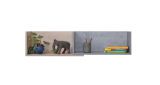 Suspended shelf Lede 14, Colour: Grey / Oak / White - Measurements: 25 x 110 x 25 cm (H x W x D)