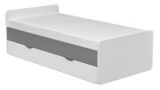 Children bed Daniel 09 incl. base plate, mattress and drawer, Colour: White / Grey - 80 x 160 cm (W x L)