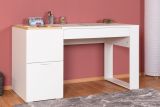 Desk Minnea 37, Colour: White / Oak - Measurements: 78 x 142 x 64 cm (H x W x D)