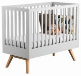Baby bed / Kid bed Skady 02, Colour: White / Oak - Lying area: 70 x 140 cm (W x L)