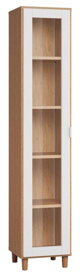 Display case Arbolita 13, Colour: Oak / White - Measurements: 195 x 39 x 40 cm (H x W x D)