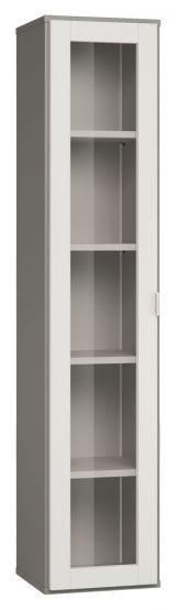 Display case Bellaco 13, Colour: Grey / White - measurements: 187 x 39 x 40 cm (h x w x d)