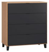 Dresser Leoncho 08, Colour: Oak / Black - Measurements: 100 x 90 x 47 cm (h x w x d)