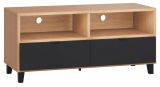 TV base cabinet Leoncho 10, Colour: Oak / Black - Measurements: 56 x 120 x 47 cm (H x W x D)