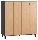 Bar cabinet Leoncho 29, Colour: Black / Oak - Measurements: 122 x 112 x 47 cm (H x W x D)