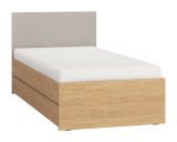 Single bed / Guest bed Nanez 22, Colour: Oak / Grey - Lying surface: 90 x 200 cm (w x l)