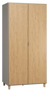 Hinged door cabinet / Wardrobe Nanez 35, Colour: Grey / Oak - Measurements: 195 x 93 x 57 cm (H x W x D)