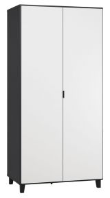 Hinged door cabinet / Wardrobe Vacas 39, Colour: Black / white - Measurements: 195 x 93 x 57 cm (H x W x D)