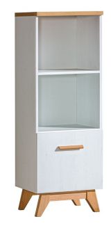 Bookcase Panduros 07, Colour: White Pine / Brown Oak - Measurements: 128 x 45 x 40 cm (H x W x D)