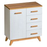 Panduros 08 Chest of drawers, Colour: White Pine / Brown Oak - Measurements: 93 x 85 x 40 cm (h x w x d)