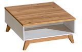 Coffee table Panduros 10, Colour: White Pine / Brown Oak - Measurements: 35 x 81 x 81 cm (H x W x D)