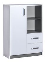 Children's room - Chest of drawers Frank 06, Colour: White / Grey - 125 x 90 x 40 cm (h x w x d)