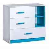 Children's room - Chest of drawers Frank 08, Colour: White / Blue - 83 x 90 x 40 cm (h x w x d)