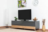 Vaitele 31 TV base cabinet, Colour: Anthracite high gloss / Walnut - 46 x 152 x 45 cm (H x W x D)