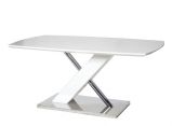 Dining table Daures 08 (angular), Colour: White high gloss / Chrome plated - Measurements: 180 x 100 cm (W x D)