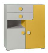 Children's room - Chest of drawers Harald 06, Colour: White / Yellow - 97 x 85 x 40 cm (H x W x D)