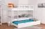 Bunk bed for adults "Easy Premium Line" K20/h incl. mattress base and 2 cover panels, straight headboard and footboard, solid white beech wood - 90 x 200 cm (W x L), divisible