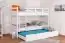 Bunk bed for adults "Easy Premium Line" K20/h incl. lying area and 2 cover panels, head and foot part straight, solid beech wood white - 90 x 200 cm (w x l), divisible