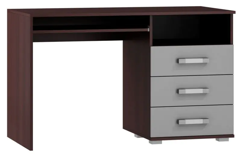 Desk Tabubil 26, Colour: Wenge / Grey - Measurements: 75 x 120 x 60 cm (H x W x D)