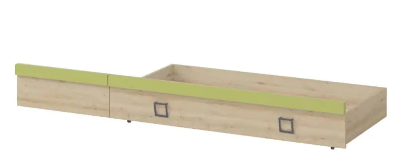 Drawer for single bed / guest bed, Colour: Beech / Olive - 27 x 74 x 138 cm (H x W x L)