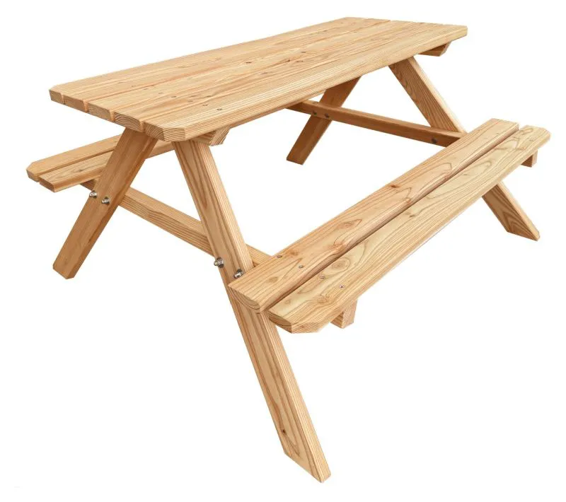 Lisi picnic table for children, made of solid wood, natural larch, 51 x 89 x 84 cm, children's table, garden table for children, very sturdy, two benches