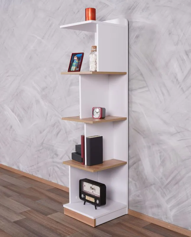 Children's Room Shelf Dennis 15 | Ash/White | 155 x 35 x 38 cm | Modern Storage Solution